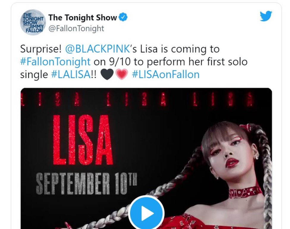 Lisa sẽ trở thành khách mời trên The Tonight Show